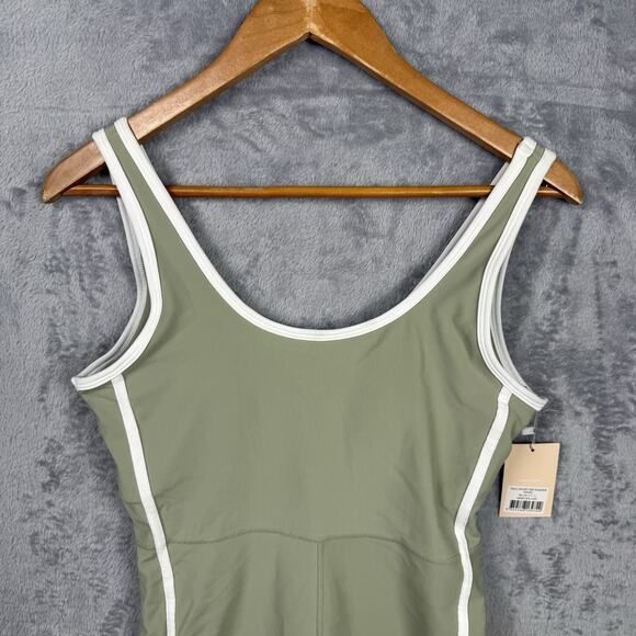 NWT WILO the Label Short Rib Romper Athletic Romper One Piece Sage Green Large - Picture 2 of 9